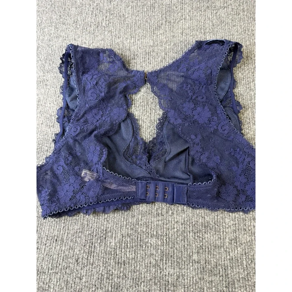 Victoria's Secret‎ Dream Angels Navy Blue Lace Velvet Bralette Wireless Bra M